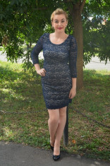 Rochie sexi, de culoare bleumarin, de lungime mini (Culoare: BLEUMARIN, Marime: 36) foto