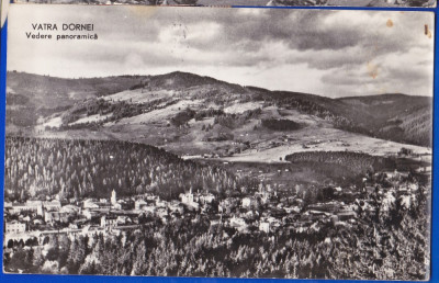 B98 RPR CP vedere circulata 1964 Vatra Dornei panorama foto