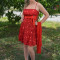 Rochie de banchet, cu buline, de culoare rosie (Culoare: ROSU, Marime: 36)
