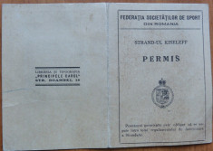 Permis de libera intrare la Strandul Kiseleff ,1931, ziaristul Grigorescu Mircea foto