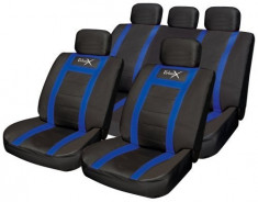 Set huse scaune auto Leather Look Sports Style Blue, set complet huse scaun, husa volan , ornamente centura foto