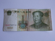 Bancnota 1 yuan 1999 China foto