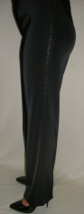 Pantaloni lungi, negri, cu aplicatii de dantela transparenta (Culoare: NEGRU, Marime: 50) foto