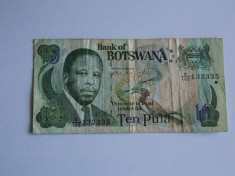 Bancnota 10 pula Botswana circulata foto