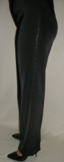 Pantaloni lungi, negri, cu aplicatii de dantela transparenta (Culoare: NEGRU, Marime: 42) foto
