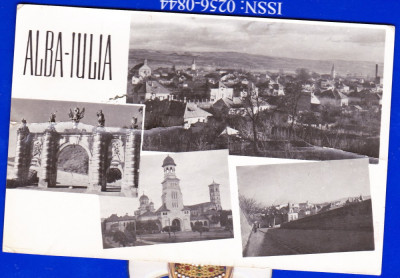 C17 RPR CP vedere circulata 1958 Alba Iulia,mozaic,multipla foto