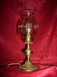 Lampa/veioza bronz dore, abajur cristal Baroc Eduardian, vintage