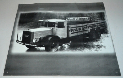 Reclama tabla Fotografie de epoca litografiata MAN Diesel Lastwagen foto