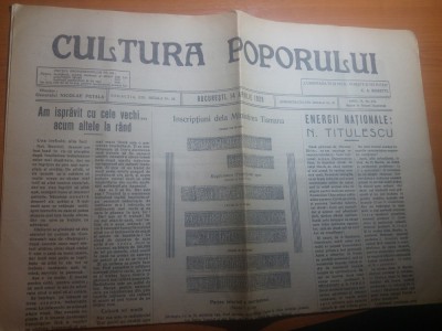 ziarul cultura poporului 14 aprilie 1929-insciptiuni de la manastirea tismana foto