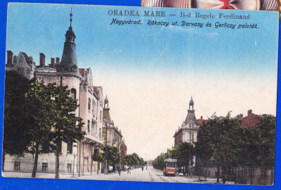 Oradea,Nagyvarad,B-d Regele Ferdinand ,CP animata,tramvai,circulata foto