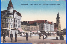 Oradea,Nagyvarad piata Sz.Laszlo carte postala animata,aprox.1918 necirculata foto