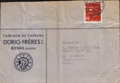 Elvetia - Plic circulat 1943 - Mi 426 - timbru carmin maroniu ,1943 foto