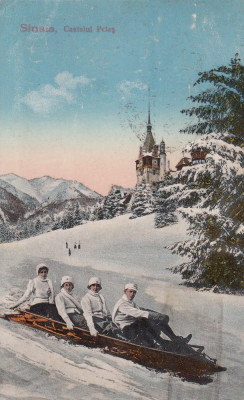 SINAIA , CASTELUL PELES , SPORTURILE DE IARNA , CIRCULATA 1925 foto