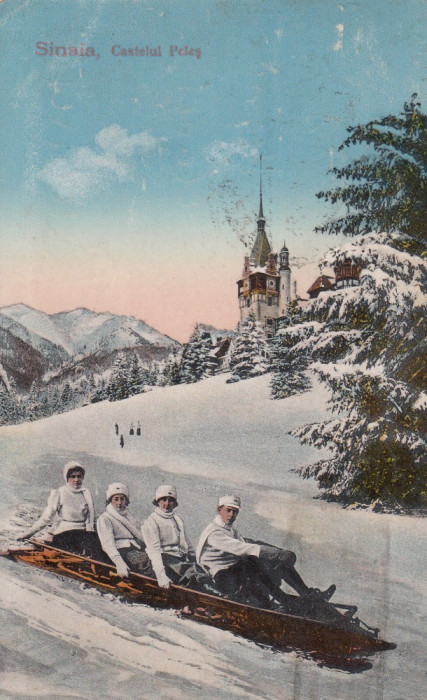 SINAIA , CASTELUL PELES , SPORTURILE DE IARNA , CIRCULATA 1925