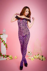 BS254-10 Lenjerie sexy tip catsuit cu imprimeu, umerii goi si dantela foto