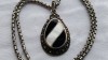 Argint MEDALION ONIX si SIDEF batut in marcasite AUSTRIA manopera EXCEPTIONALA pe Lant argint