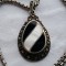 argint MEDALION ONIX si SIDEF batut in marcasite AUSTRIA manopera EXCEPTIONALA pe Lant argint