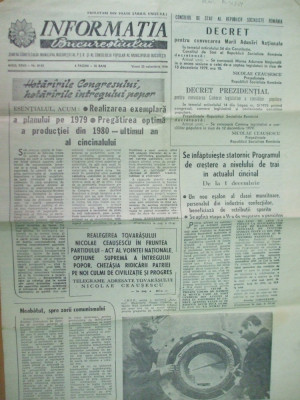 Informatia Bucurestiului 30 noiembrie 1979 realegere Ceausescu telegrame decret foto