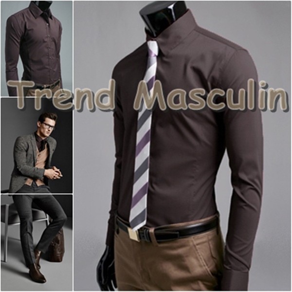 Camasa Barbati Slim Fit Cambrata Casual Eleganta Maro Inchis Brun Camasa Barbati Slim Fit Cambrata Casual Eleganta Maro Inchis Brun