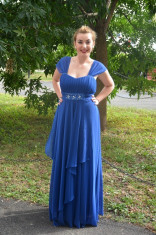 Rochie de ocazie, model lung, un albastru regal, cu insertii de pietre (Culoare: ALBASTRU, Marime: 44) foto