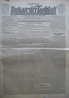 BukaresterTagblatt , 27 Noiembrie 1917 , ziar tiparit sub ocupatia Capitalei foto