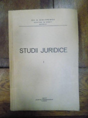 STUDII JURIDICE,VOL.I, GH.D.DIMITRESCU,1937 cu dedicatia autorului foto
