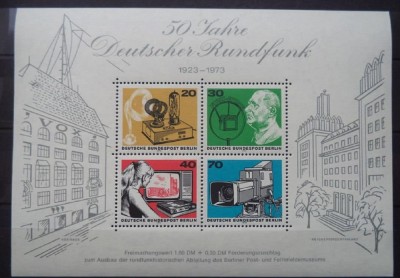 GERMANIA (BERLIN) 1973 &amp;ndash; RADIOTELEVIZIUNEA, BLOC MNH, K100 foto