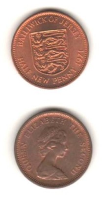 SV * Insula Jersey 1/2 HALF NEW PENNY 1971 * UNC + luciu monetarie foto
