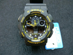 CASIO G-SHOCK GA-100-1A4ER , BLACK&amp;amp;YELLOW-BLACK FACE-POZE REALE-MANUAL-MODEL2017 foto