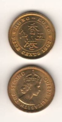 SV * Hong Kong * China / ex UK * 5 FIVE CENTS 1967 UNC foto