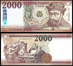 UNGARIA BANCNOTA 2000 FORINT 2016 2017 EDITIE NOUA NECIRCULATA foto