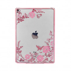 Husa carcasa din silicon electroplating cu cristale pentru Ipad Mini 4 model flori, rose foto