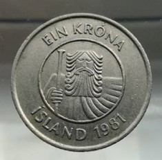 moneda 1 krona 1981 Islanda foto