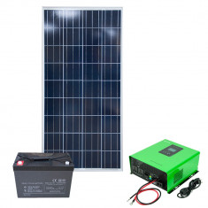 Kit solar fotovoltaic hibrid PNI 1200VA/720W, Invertor 1200VA, panou solar 150W, acumulator 100Ah foto
