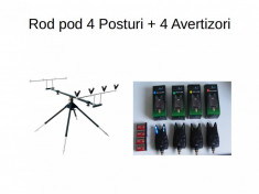 Set Rod pod - Rodpod pentru 4 lansete de Crap Baracuda + 4 Avertizori FL foto