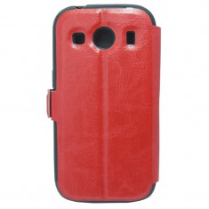 Husa tip carte cu stand rosie (cu decupaj casca) pentru telefon Samsung Galaxy Ace 4 (SM-G357FZ) foto