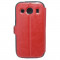 Husa tip carte cu stand rosie (cu decupaj casca) pentru telefon Samsung Galaxy Ace 4 (SM-G357FZ)