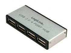 HUB USB 2.0 extern, 4*USB, incl. alimentare, aluminiu, Logilink &amp;quot;UA0003&amp;quot; foto