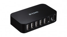 HUB USB 2.0 extern, 7*USB, adaptor 5V, negru, D-Link &amp;quot;DUB-H7&amp;quot; foto