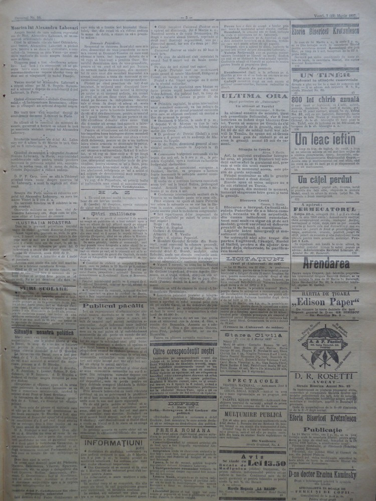 Ziarul Universul , nr. 56 , 1897 , Luigi Cazzavillan | Okazii.ro