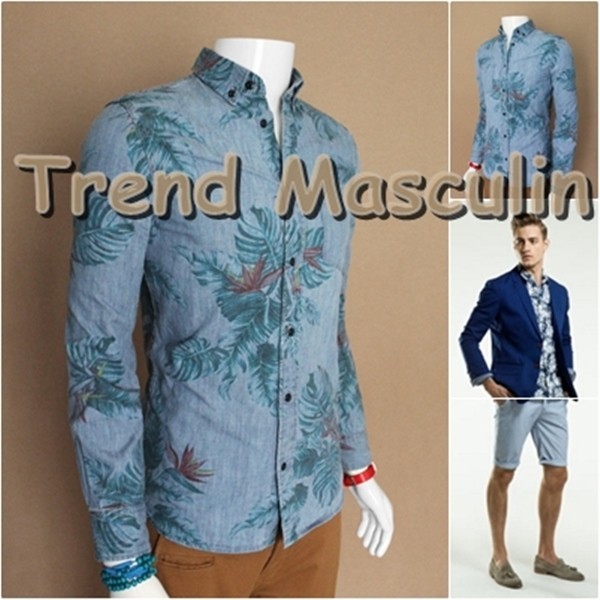 Camasa Barbati Slim Fit Cambrata Casual Eleganta Blug Albastra Des Floral Color Camasa Barbati Slim Fit Cambrata Casual Eleganta Blug Albastra Des Floral Color