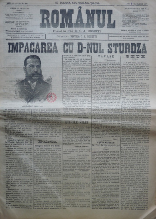 Ziarul Romanul, nr. 638, 1897, Vintila Rosetti, Lahovari - Sturdza