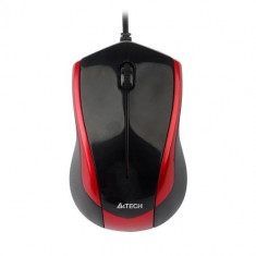 MOUSE A4Tech USB N-400-2 V-track PADless, USB, Buton GESTURE 8 functii, Black+Red, cablu 150cm foto