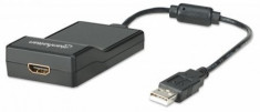 CABLU CONVERTOR USB la HDMI, USB A-male/HDMI-female, Black, Retail Box &amp;quot;151061&amp;quot; foto