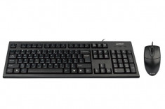 KIT WIRED A4Tech USB Tastatura KR-85-USB + Mouse OP-620D-U1 USB, Black foto