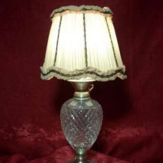 Veioza/lampa cristal, placata argint, vintage