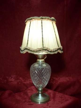 Veioza/lampa cristal, placata argint, vintage