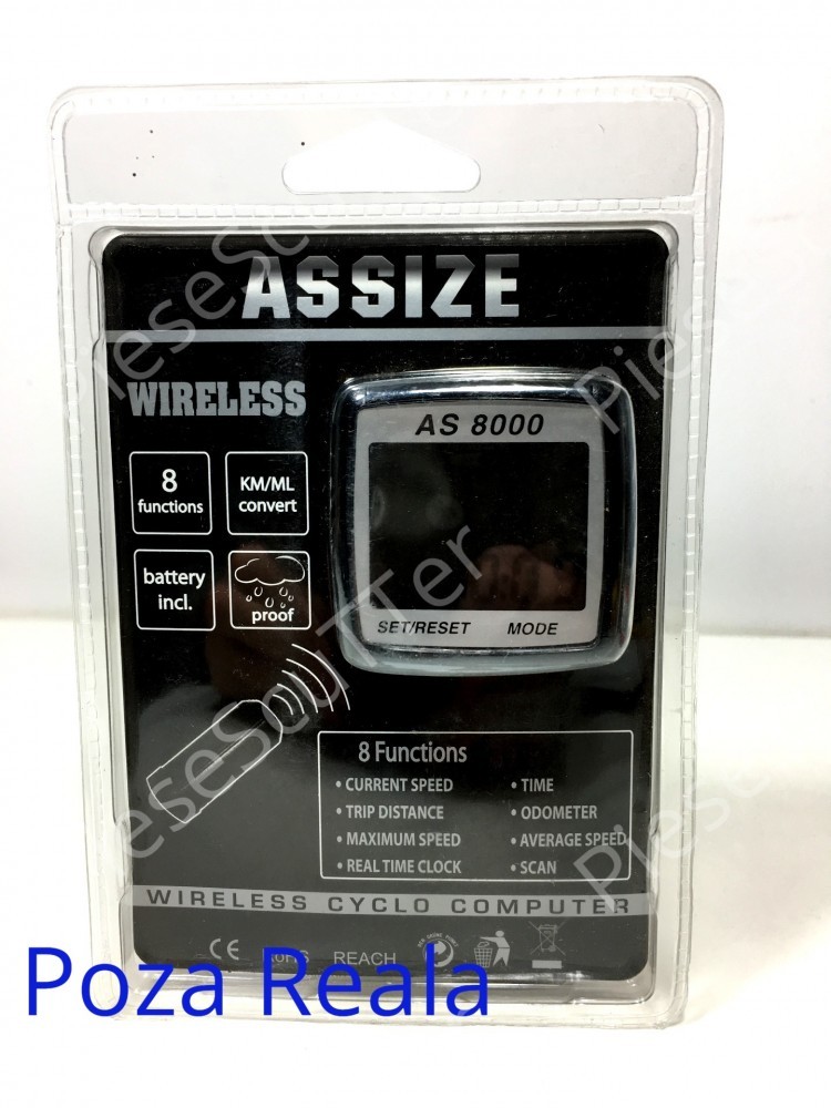 Kilometraj / Vitezometru Bicicleta Assize 8 Functii - AS 8000 - Wirless ...