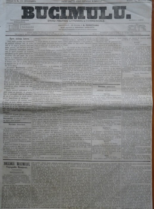 Buciumul, ziar politic, literar si comercial, nr. 294, 1864, Bolliac