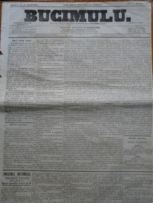Buciumul, ziar politic, literar si comercial, nr. 295, 1864, Bolliac